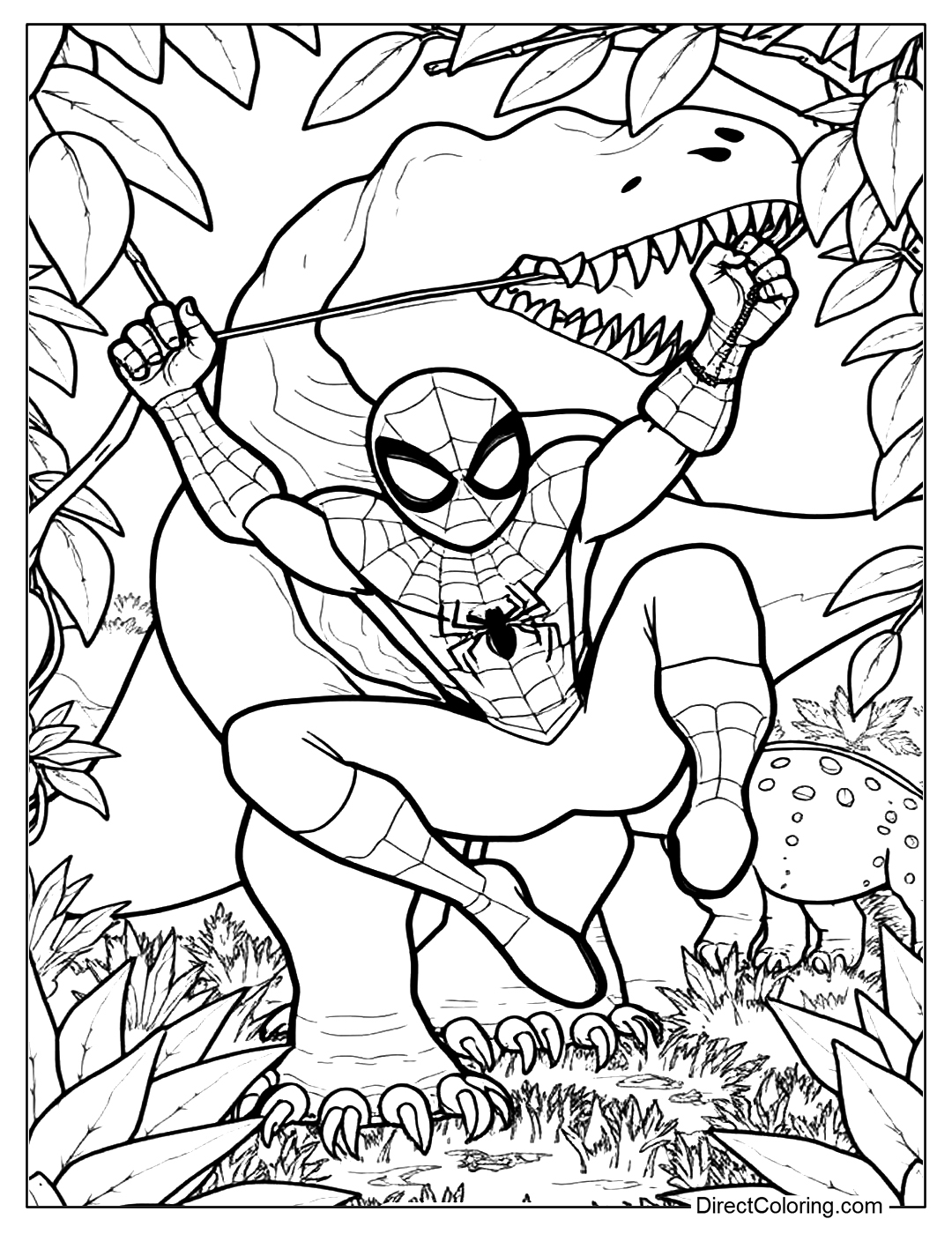 Spider-Man in Dinosaur World Coloring Book
